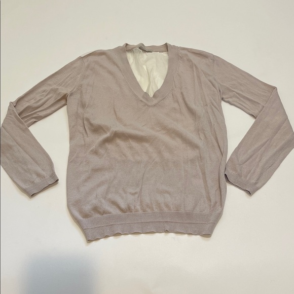Skin Sweaters - Skin Women’s V-Neck Lightweight Sweater in Dusty Taupe Mesh Back